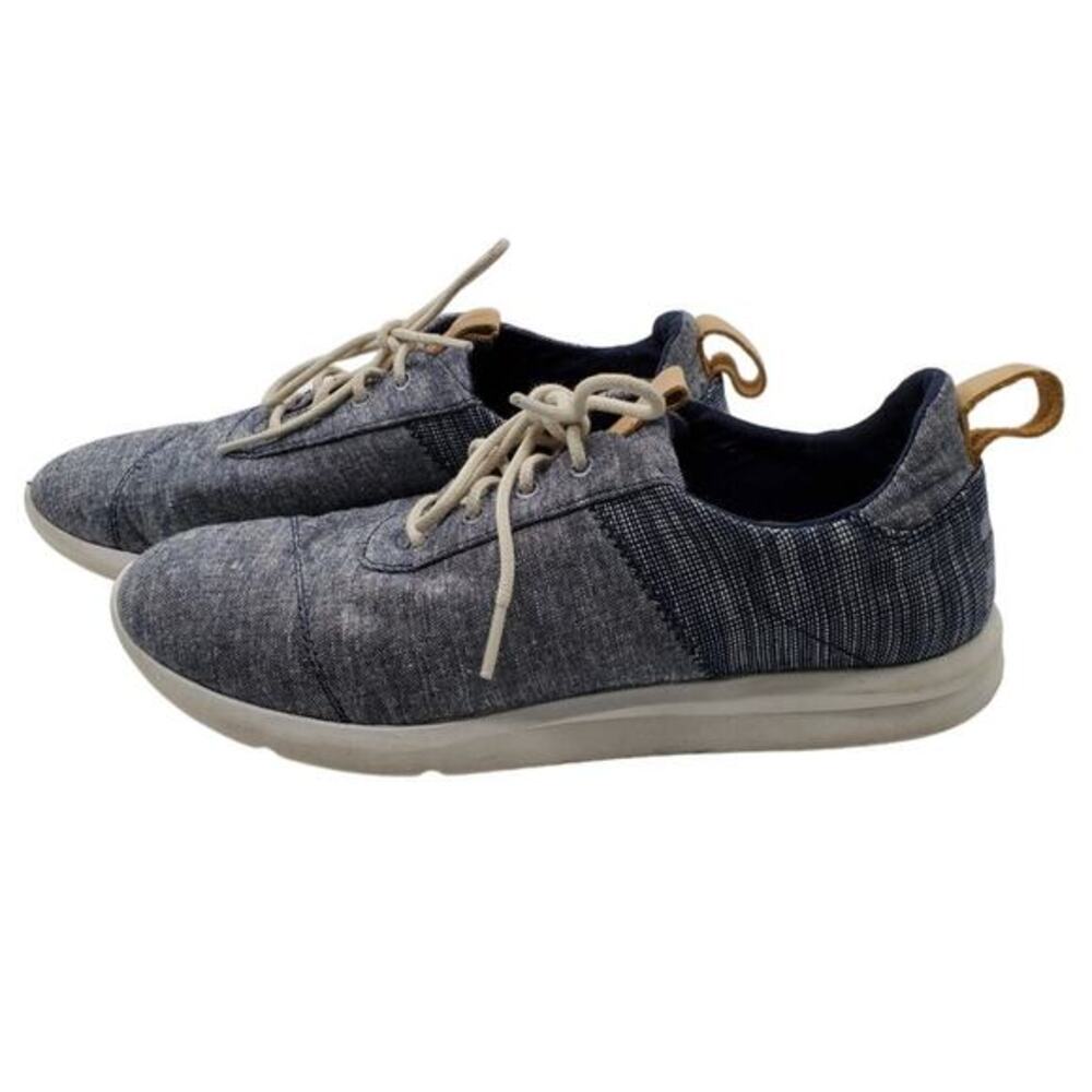 Toms Blue Chambray Womens Sneakers Canvas Casual Lace Up Shoe Sz 10‎